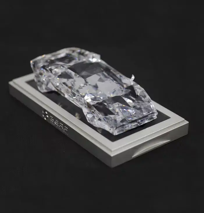 PMMA car model machined on 5-axis